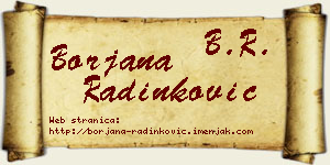 Borjana Radinković vizit kartica